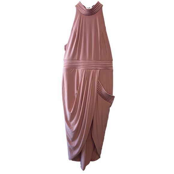 Zhivago NWT Pink Miracle Satin Halter Midi Dress Size 8 Bodycon Cocktail Evening - Picture 4 of 12